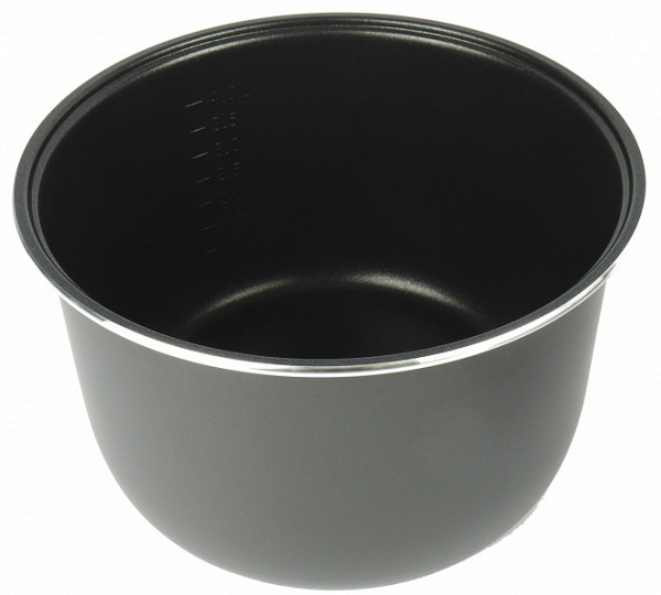 The appliance contains a Daikin non-stick bowl. The bowl is light, has a simple shape and is officially designed to hold five liters, but the useful volume is 3.5 liters. On the inside of the bowl there is a scale indicating the volume.