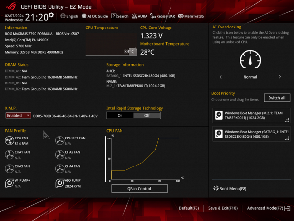 We find ourselves in the general “simple” menu, where essentially there is only one information, so we press F7 and we find ourselves in the “advanced” menu.