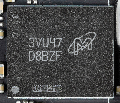 The video card is equipped with 16 GB of GDDR6X SDRAM memory, located in 8 16 Gbit chips on the front side of the PCB. Micron memory chips (model MT61K512M32KPA-24 / D8BZF) have a nominal operating frequency of 3000 (24000) MHz.