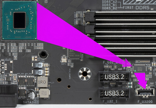 (for connection to the corresponding connector on the front panel of the case); the other two are implemented via two Realtek RTS5464 controllers