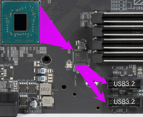 on the motherboard (each with 2 ports); 4 more are implemented through the second Realtek RTS5411 controller