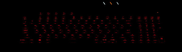 Increase the manufacturer's glow with the chord Fn+F3, decrease — Fn+F2. The characters themselves on the keys and their outlines are highlighted.