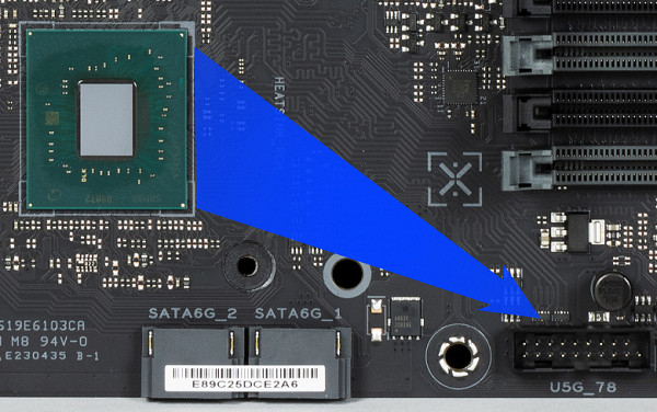 on the motherboard for 2 ports;
4 USB 2.0/1.1 ports: 4 are implemented via the Z790 and are represented by two internal connectors
