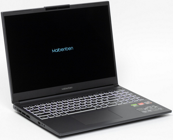 This laptop's screen measures 16 inches diagonally, making it relatively compact and lightweight (slightly larger than regular 15.6-inch models, but significantly smaller than 17-inch systems). At the same time, the device has a longitudinal size with an additional increase due to the screen aspect ratio of 16:10, instead of the traditional 16:9. However, the Maibenben X639 does not achieve true compactness. The thickness of the machine with supports is 34 mm.The screen frame on the right and left is 6 mm wide and protrudes 2 mm above the surface. The screen is semi-matte, uses an IPS matrix (1920×1200 resolution) with a refresh rate of 165 Hz.