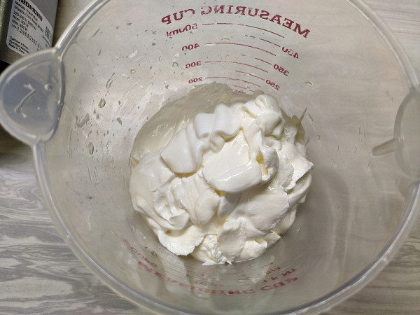 In just one minute, room temperature cream turned into a thick mass.