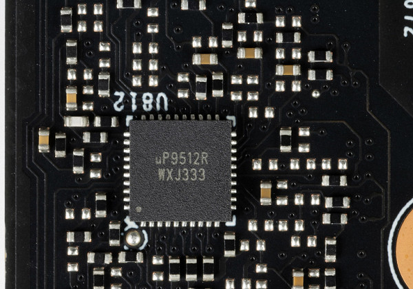 The power supply for the memory chips is controlled by the uP9529Q PWM controller (uPI Semiconductor). It is designed to control 4 phases.