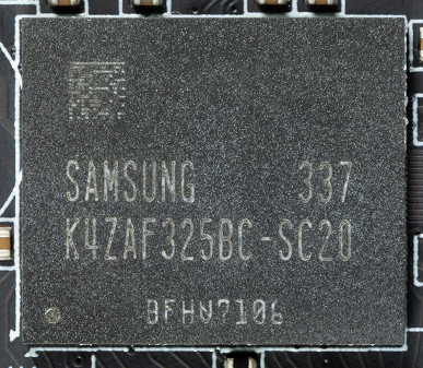 The card is equipped with 8 GB of GDDR6 SDRAM memory, located on the front side of the PCB in 4 16 Gbit chips. Memory chips from Samsung are designed to operate at a nominal frequency of 2500 (20000) MHz.