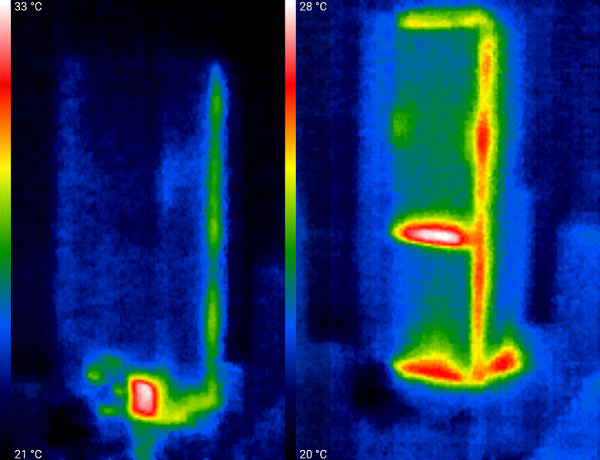 Rear/left and front/right walls of the refrigerator in the infrared range