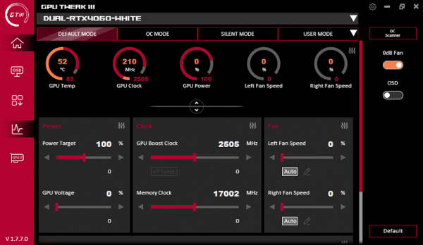 Default Preset Mode Panel