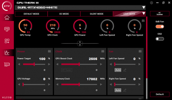 Manual settings panel for map operation