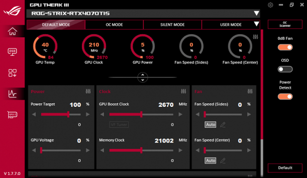 Default Preset Mode Panel