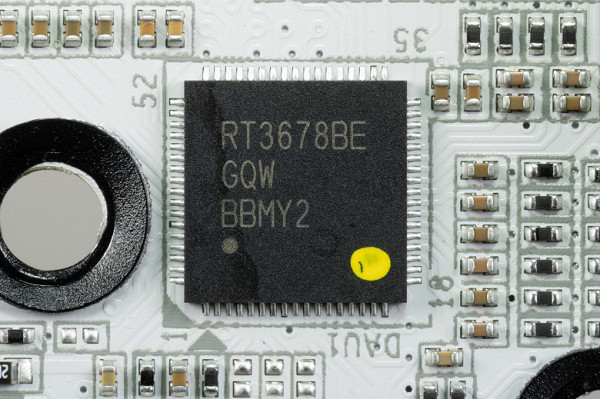 VDD_MISC güç fazları Richtek'in RT3672 PWM denetleyicisi tarafından kontrol edilir.