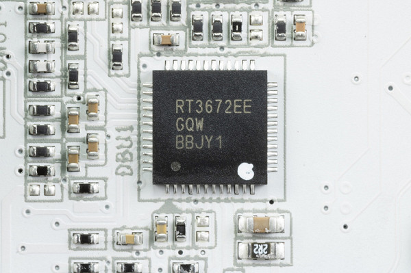 Each phase of the VCore and SoC has a transistor assembly NCP302155 from On Semi (up to 55A).