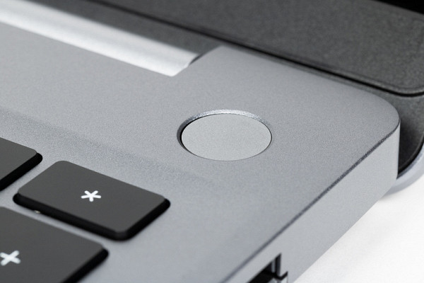 The power switch is located in the far right corner of the front panel and is recessed flush. It is equipped with a fingerprint scanner, which allows you to identify the user when turning on the laptop — this is plus No. 6.