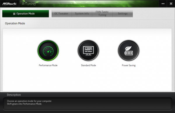 The preset modes differ little, only a couple of hundred MHz of CPU core frequency