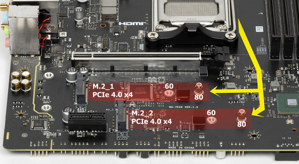 Both M.2 slots receive data from the processor.