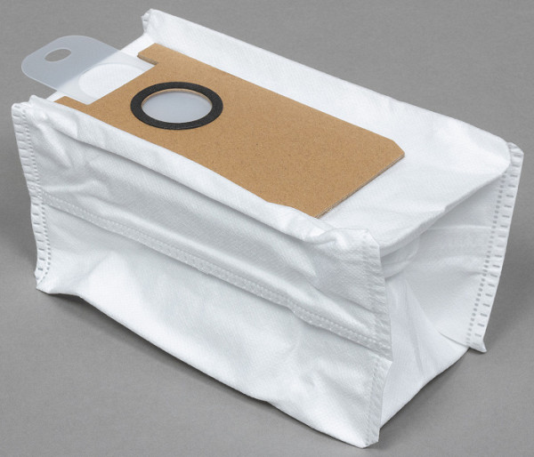 The cardboard neck of the disposable bag is equipped with a plastic valve. Before removing a filled container from the compartment, pull the tab that closes the opening. This eliminates the danger of spilling garbage on the way to the bucket.