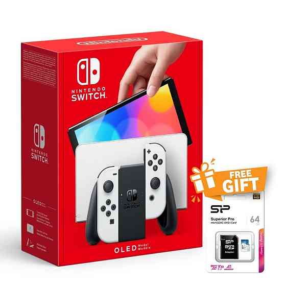 GAME CONSOLE NINTENDO SWITCH OLED (WITH WHITE JOY-CON) + FREE 64GB HIGH SPEED MICRO SD 