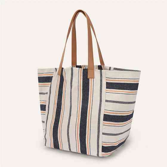 Striped Canvas Shoulder Bag 
