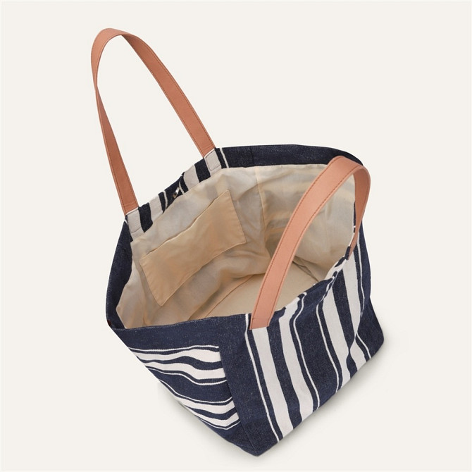 Striped Canvas Shoulder Bag  - изображение 2