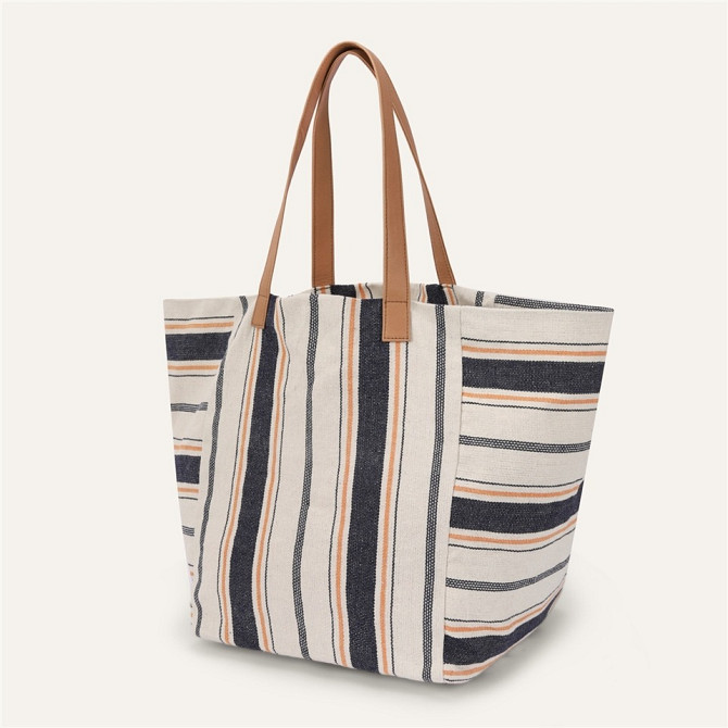 Striped Canvas Shoulder Bag  - изображение 1