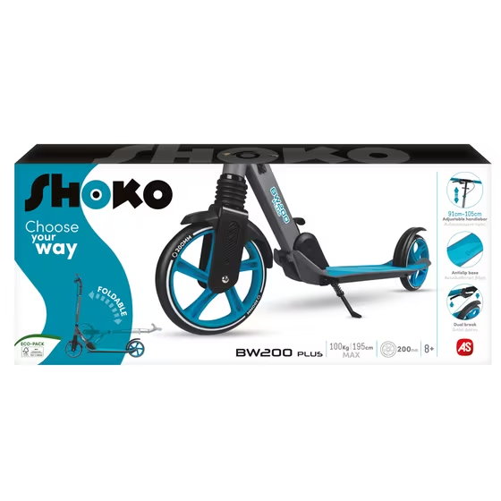 Shoko BW 200 Plus Two Wheel Scooter for 8+ Years Blue 