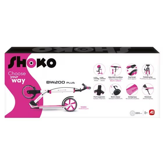 Shoko Foldable BW 200 Plus Two-Wheel Scooter for 8+ Years Fuchsia  - изображение 8