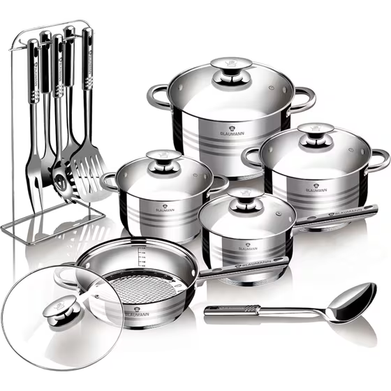 BLAUMANN BL-3133 Cookware Set (17 Pcs) from Stainless Steel  - изображение 1