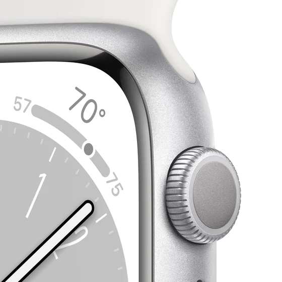 Apple Watch Series 8 Silver Aluminium GPS 45mm -White Sport Band Regular  - изображение 3