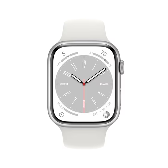 Apple Watch Series 8 Silver Aluminium GPS 45mm -White Sport Band Regular  - изображение 2