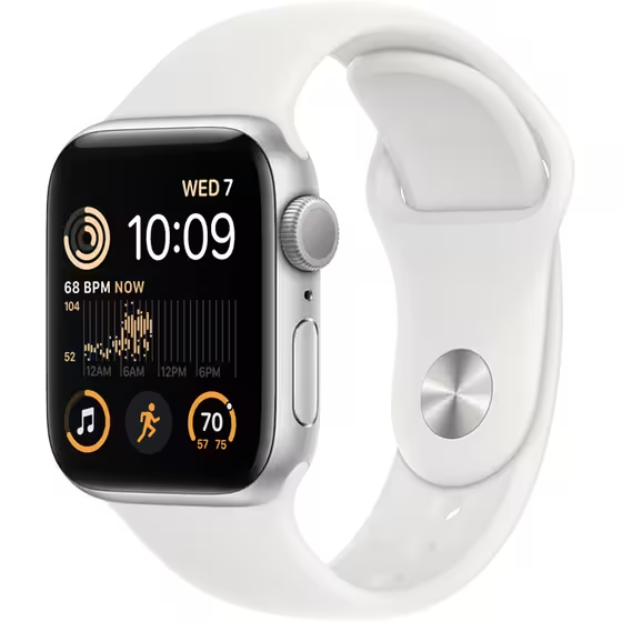 Apple Watch SE Cellular 40mm Silver Aluminium Case with White Sport Band - Regular 