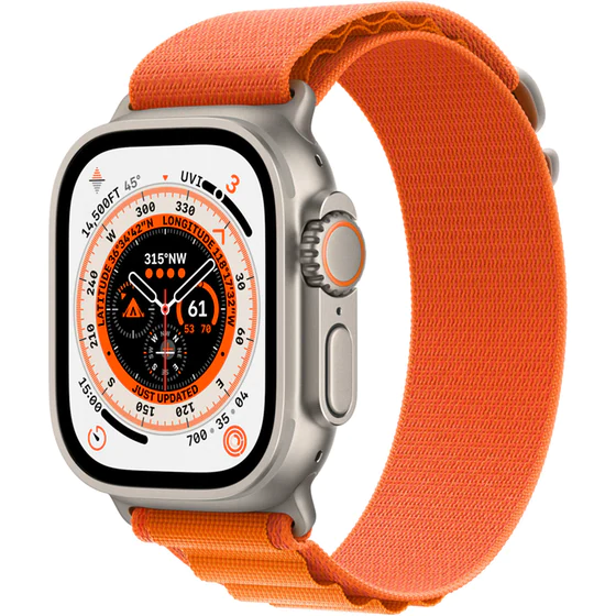 Apple Watch Ultra Titanium 49mm GPS + Cellular - Orange Alpine Loop Medium  - photo 1