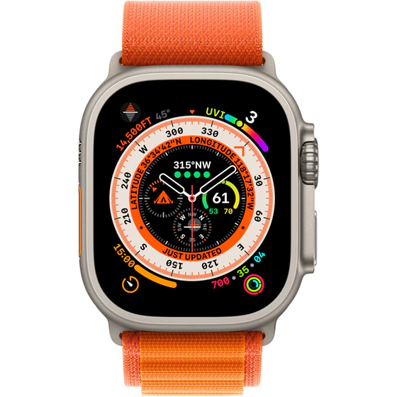Apple Watch Ultra Titanium 49mm GPS + Cellular - Orange Alpine Loop Medium  - photo 2