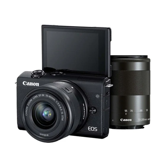Mirrorless Canon EOS M200 15-45mm & 55-200mm - Black 