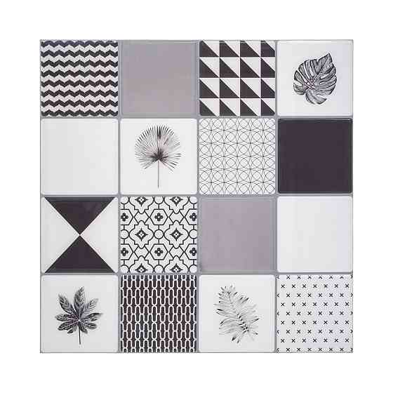 ATMOSPHERA Tiles stickers black - white 16 squares 25x25cm Gazimağusa