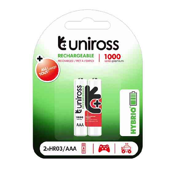UNIROSS AAA 1000 Hybrio rechargeable batteries 2pcs Gazimağusa