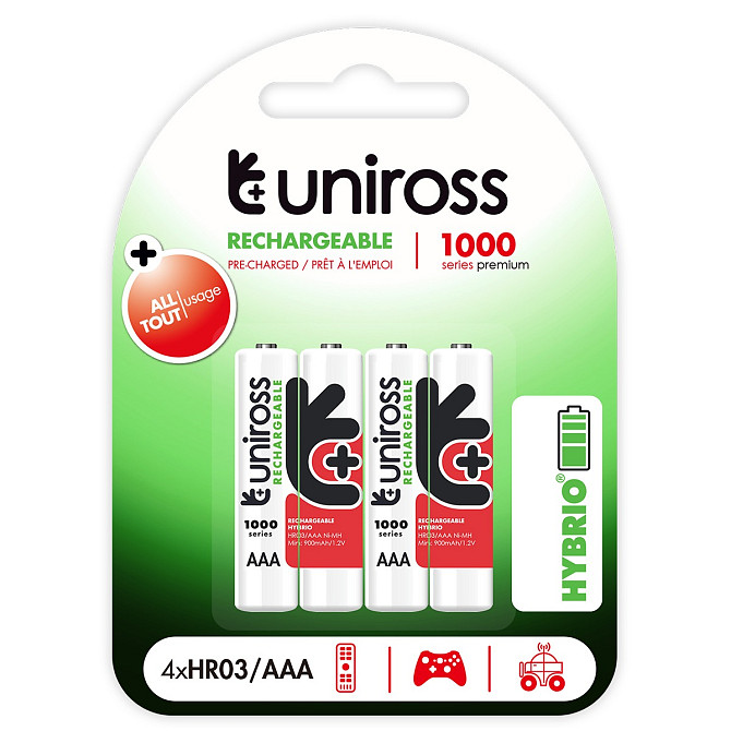 UNIROSS Hybrio rechargeable batteries AAA, 4pcs Gazimağusa - изображение 1