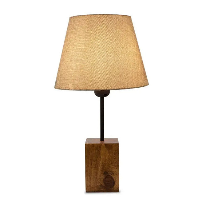 Table wooden Lamp PWL-0106 pakoworld Ε27 with beige pvc shade D14-22x41cm Gazimağusa - изображение 1