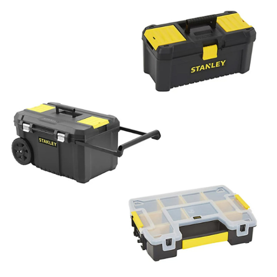 STANLEY Set of 3 plastic tool boxes 