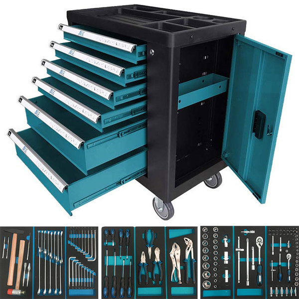 BORMANN PRO 6 Shelves drawer roller tool cabinet with side door & 120 CR-V TOOLS  - изображение 1