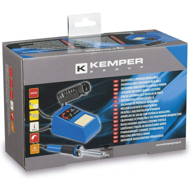 KEMPER Adjustable soldering iron station 0-48W up to 400 °C, blue  - photo 2