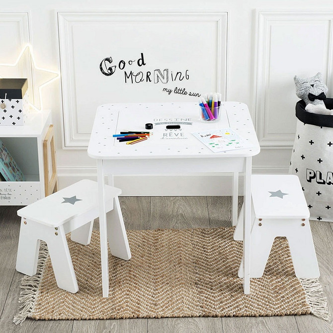ATMOSPHERA Children set table with 2 stools wooden white Gazimağusa - изображение 6