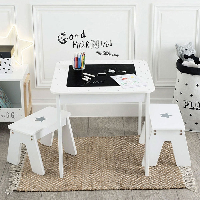 ATMOSPHERA Children set table with 2 stools wooden white Gazimağusa - изображение 7