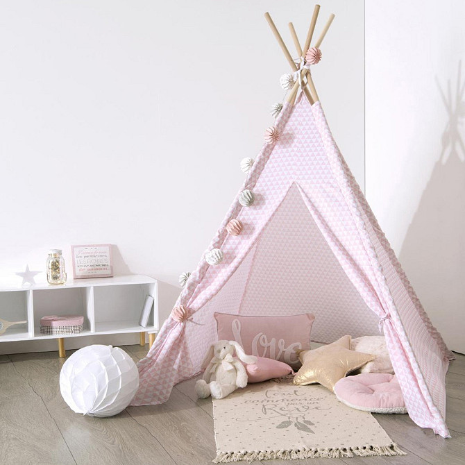 ATMOSPHERA Teepee pink for children polyester with wooden frame 120x120x160cm Gazimağusa - изображение 3