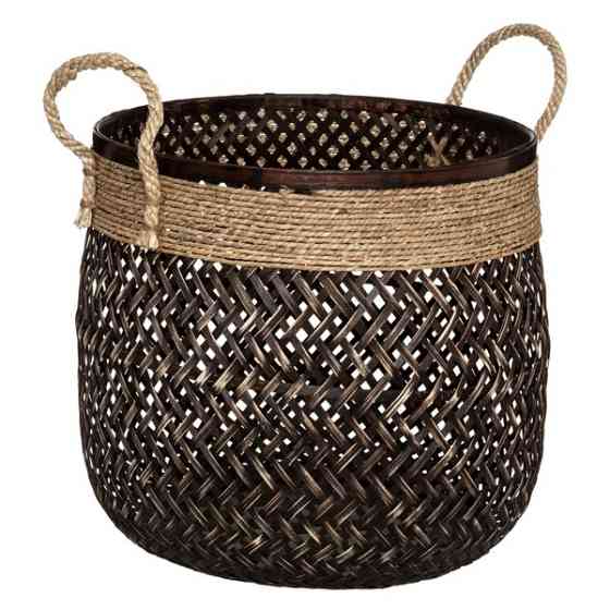 ATMOSPHERA Bamboo basket black with handles 34x30cm Gazimağusa