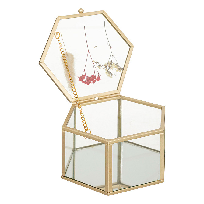 ATMOSPHERA Jewelry box hexagon glass gold 13.5x12.5x7cm Gazimağusa - изображение 3