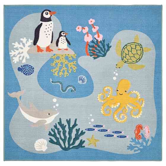 BLAVINGAD rug/ocean animal pattern, 133x133 cm Gazimağusa