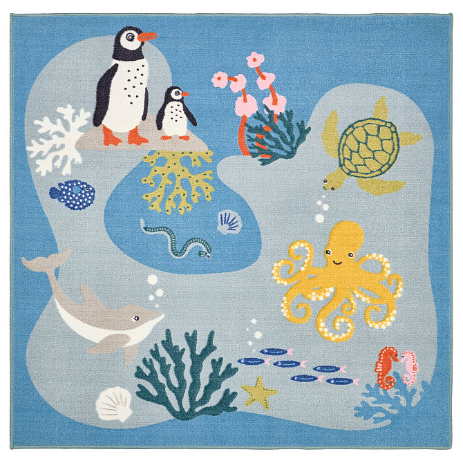 BLAVINGAD rug/ocean animal pattern, 133x133 cm Gazimağusa - изображение 1