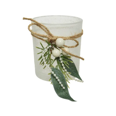 Christmas decorative glass candle holder white 8cm Gazimağusa