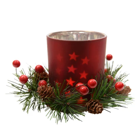 Christmas decorative candlestick glass red 8cm Gazimağusa